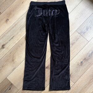 Juicy Couture embellished soft Velour black sweatpant womens pants drawstring M